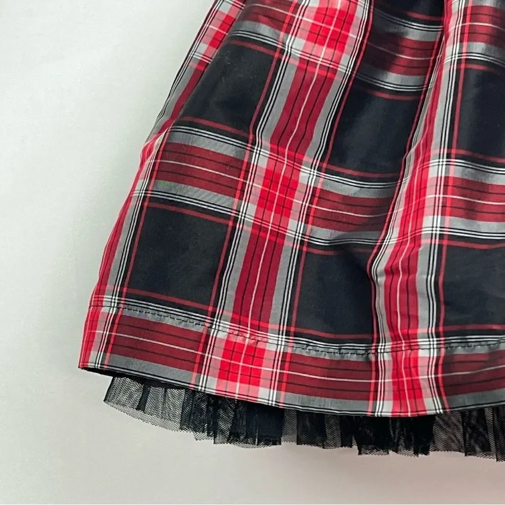 Carter’s black and red tartan taffeta holiday dress with red bow